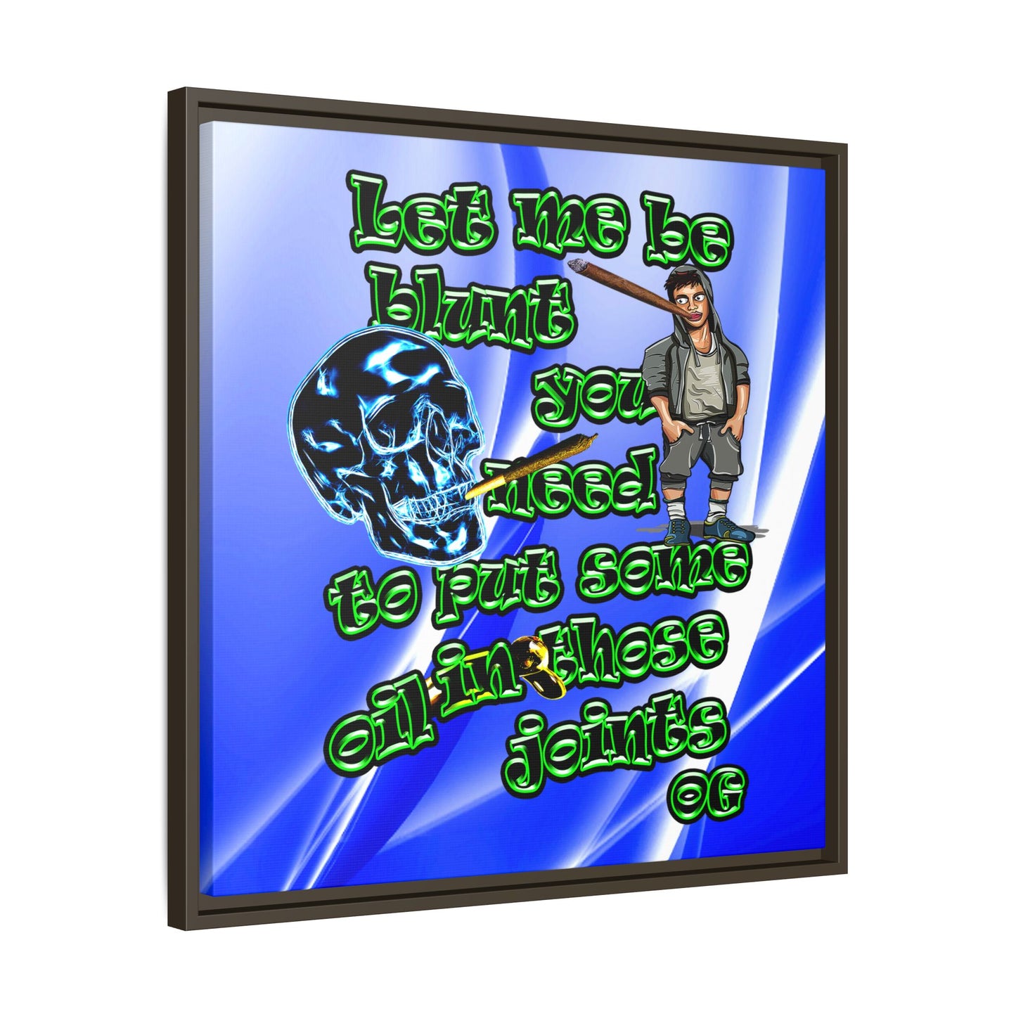 og - framed canvas art (blue-white wave)