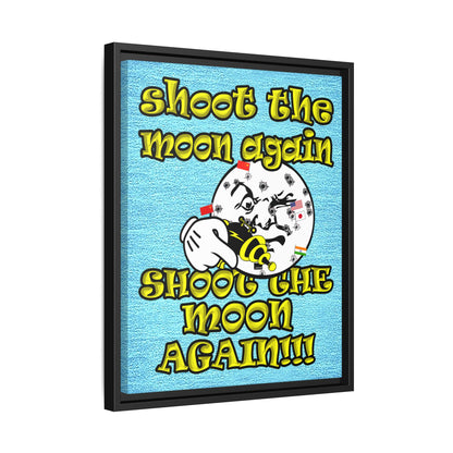 shoot the moon again - framed canvas art (faded blue)