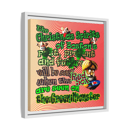 christmas spirits of boston - framed canvas art (yellow-orange wave)