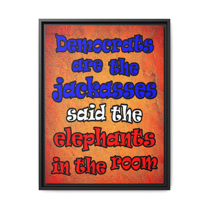 donkeys and elephants - framed canvas art (burnt orange)