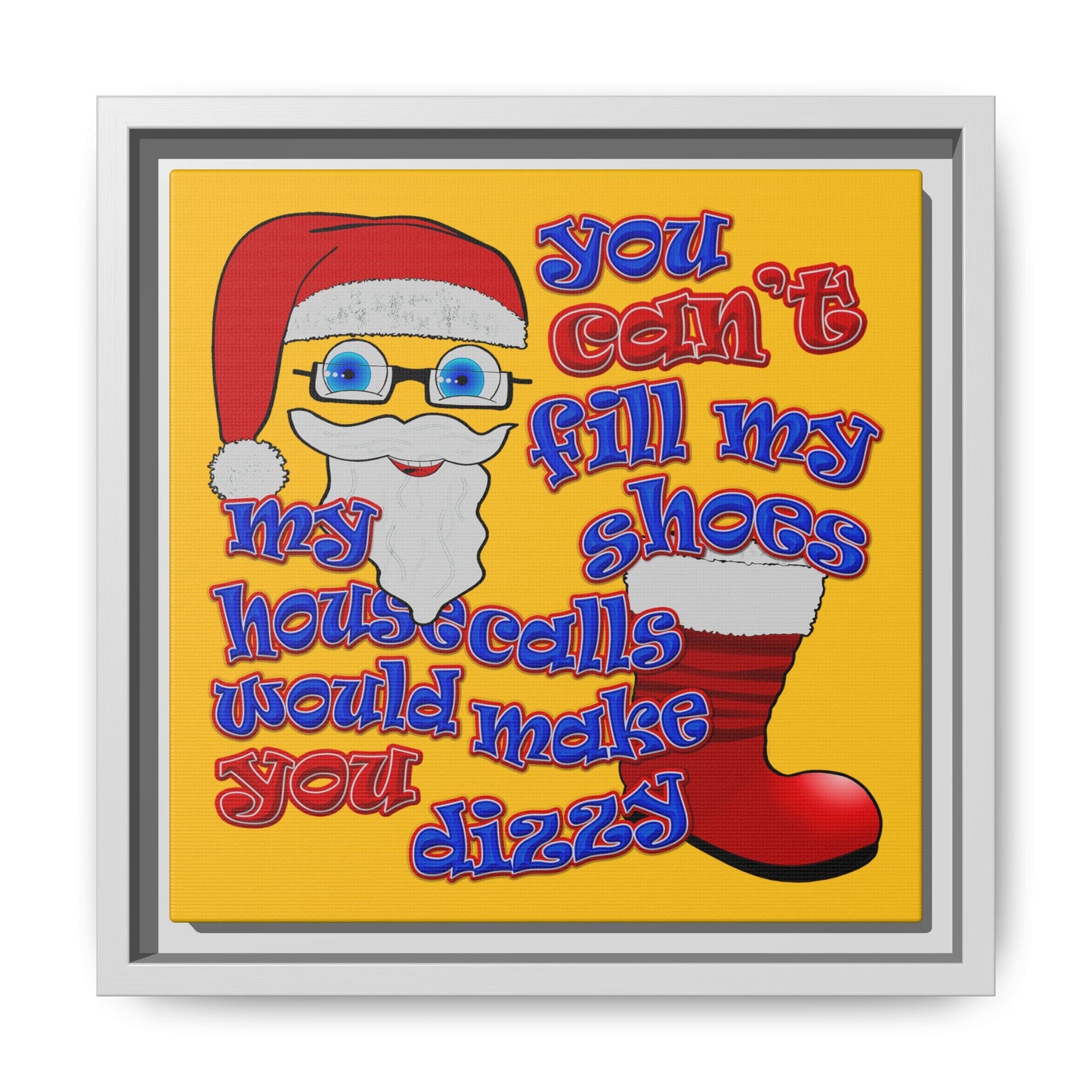 santa's shoes - framed canvas art (yellow)