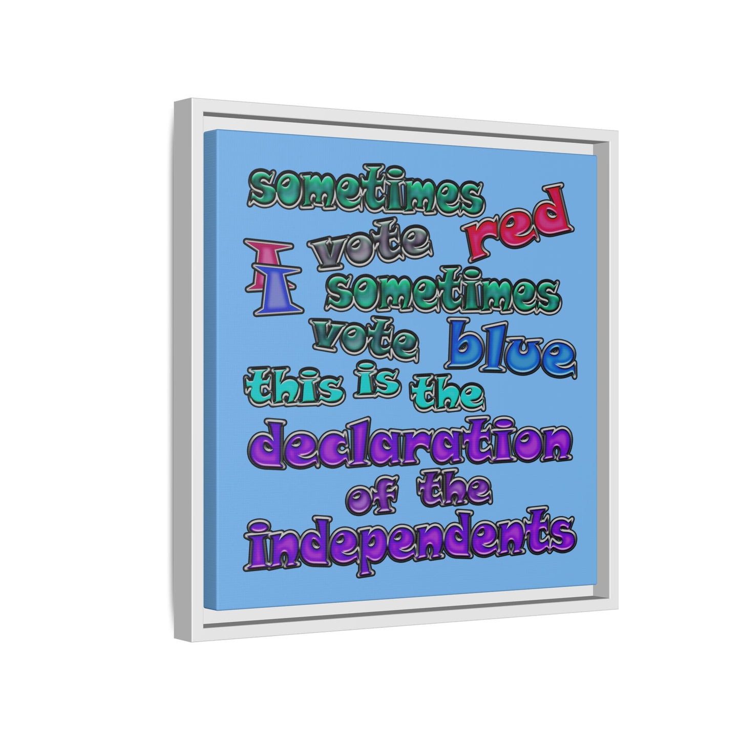 declaration of the independents - framed canvas art (light blue)