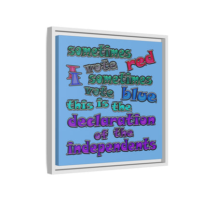 declaration of the independents - framed canvas art (light blue)
