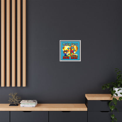 love peace - framed canvas art (turquoise)