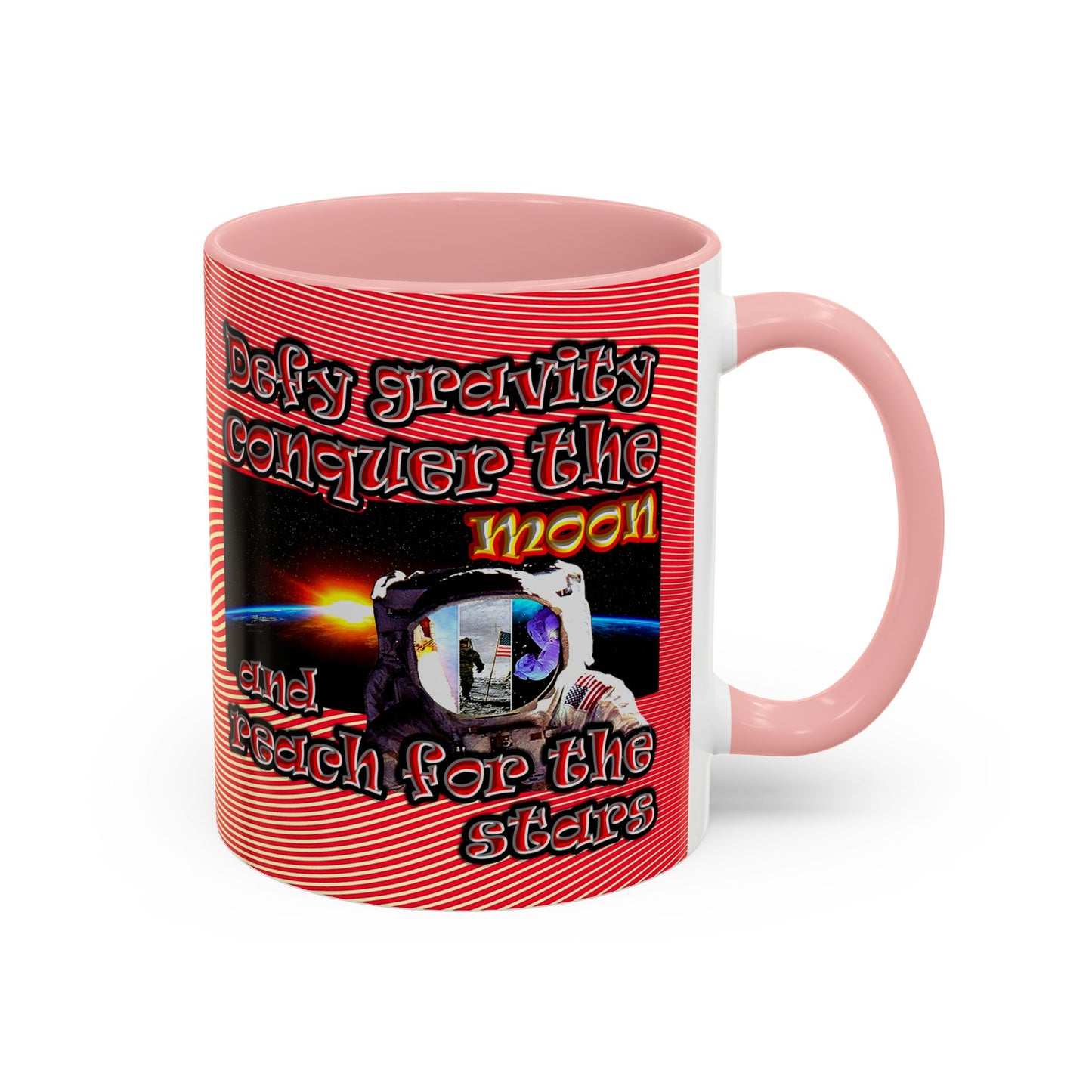 defy conquer reach - Accent Mug (yellow-orange wave)