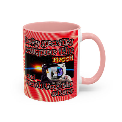 defy conquer reach - Accent Mug (yellow-orange wave)