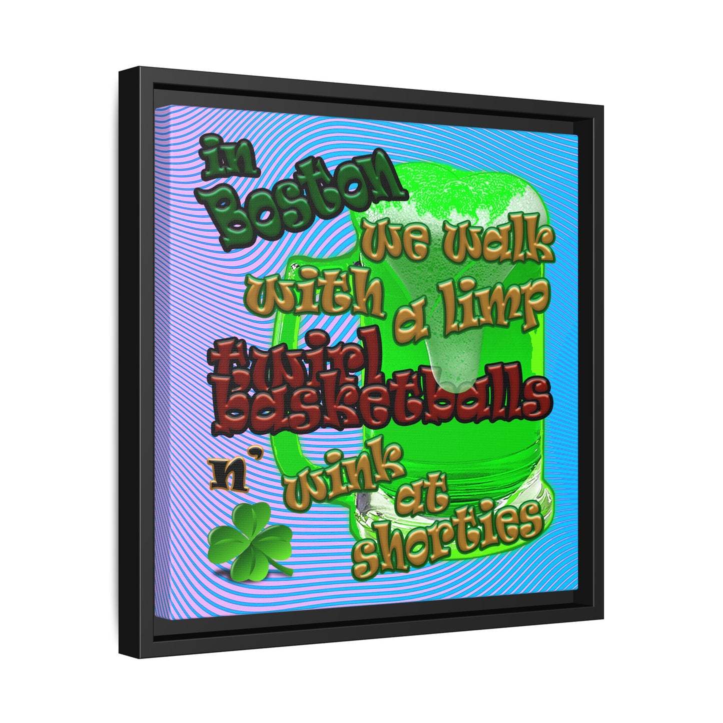 celtics logo - framed canvas art (light blue-purple wave)