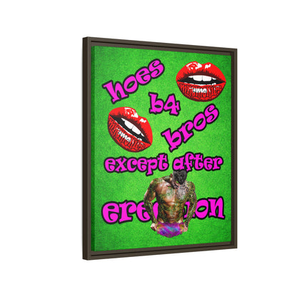 hoes b4 bros - framed canvas art (green turf)