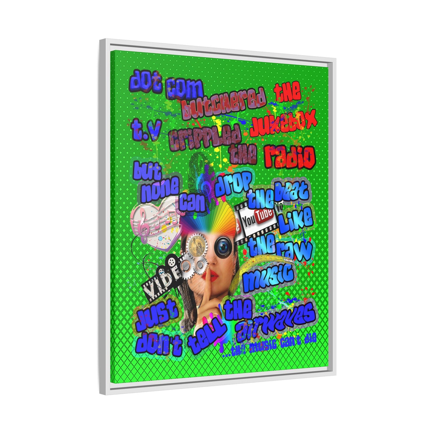 drop the beat - framed canvas art (logo green)