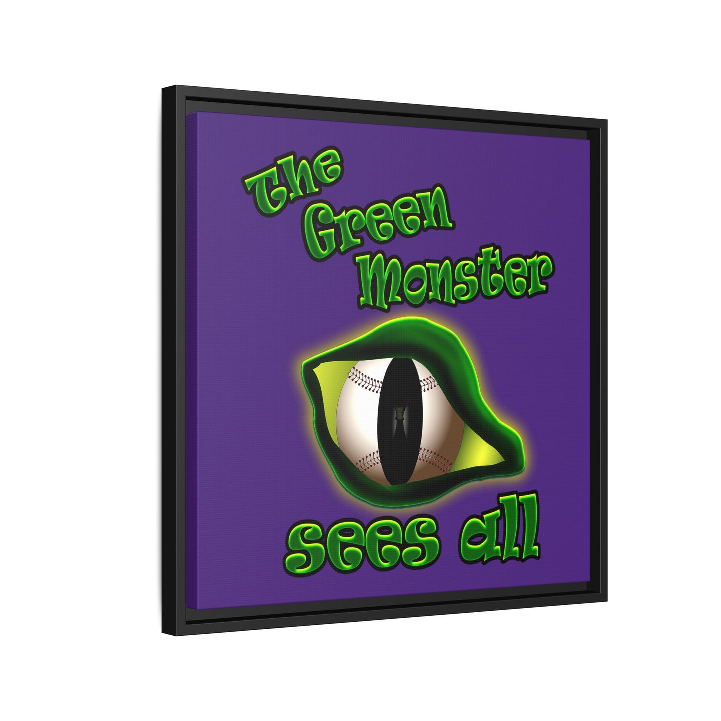 green monster - framed canvas art (purple)