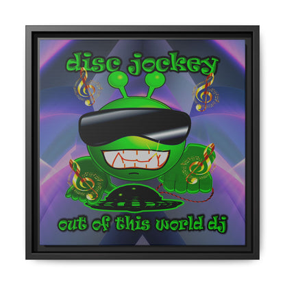 disc jockey - framed canvas art (grey-pink wave)