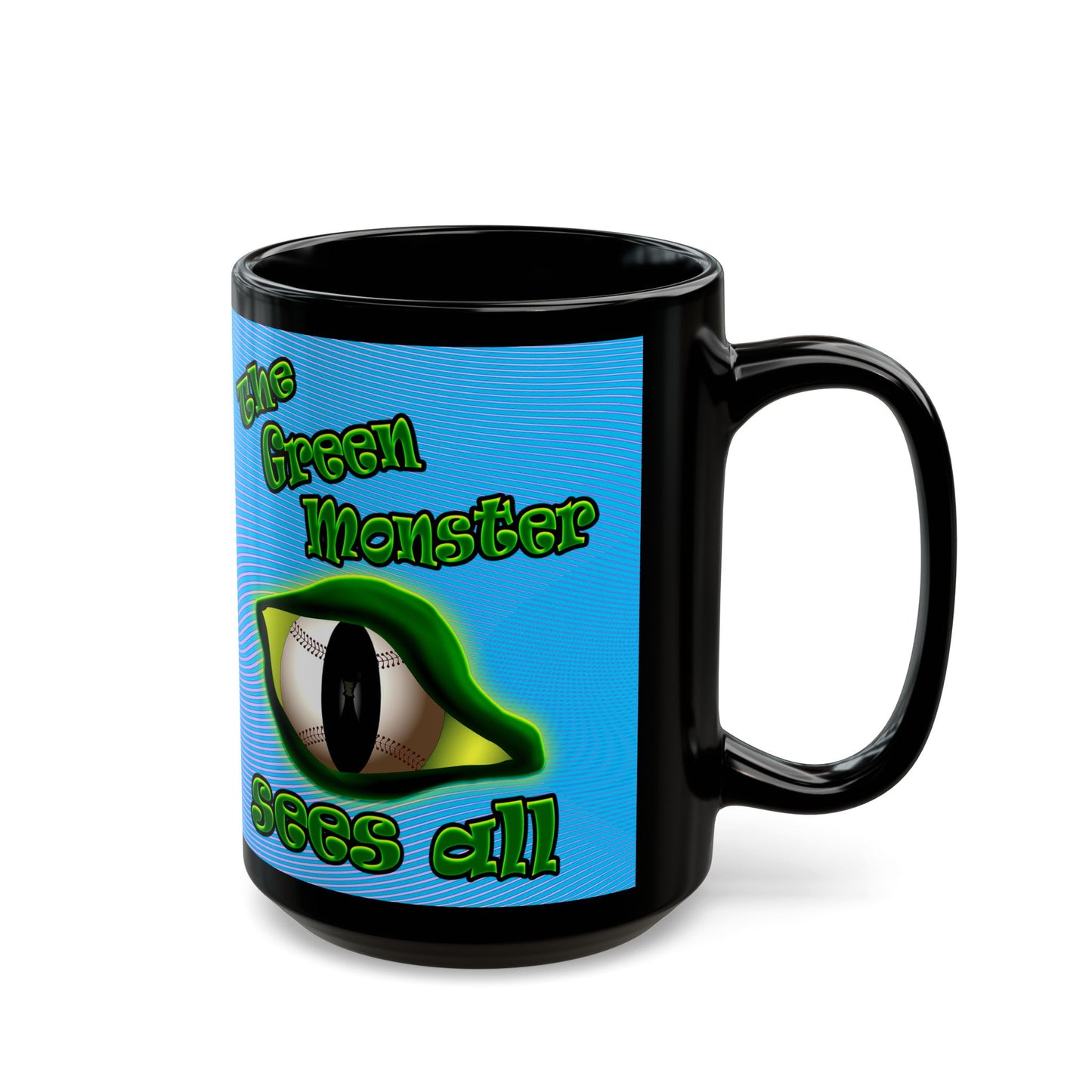 green monster - Black Mug (light blue-purple wave)