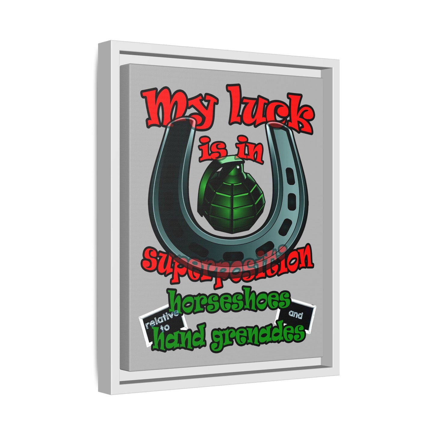 my luck - framed canvas art (light grey)