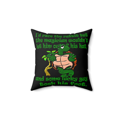 turtle race - Faux Suede Square Pillow - (black)