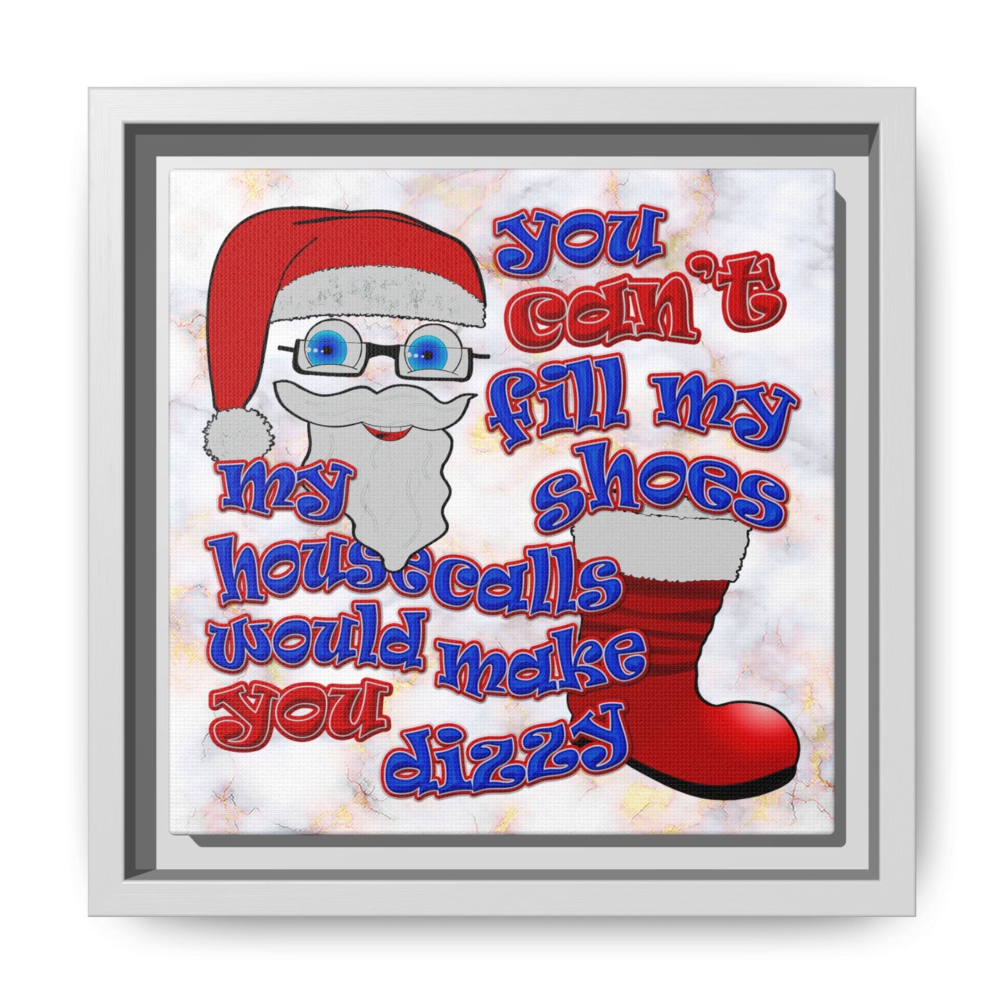 santa's shoes - framed canvas art (white marble)