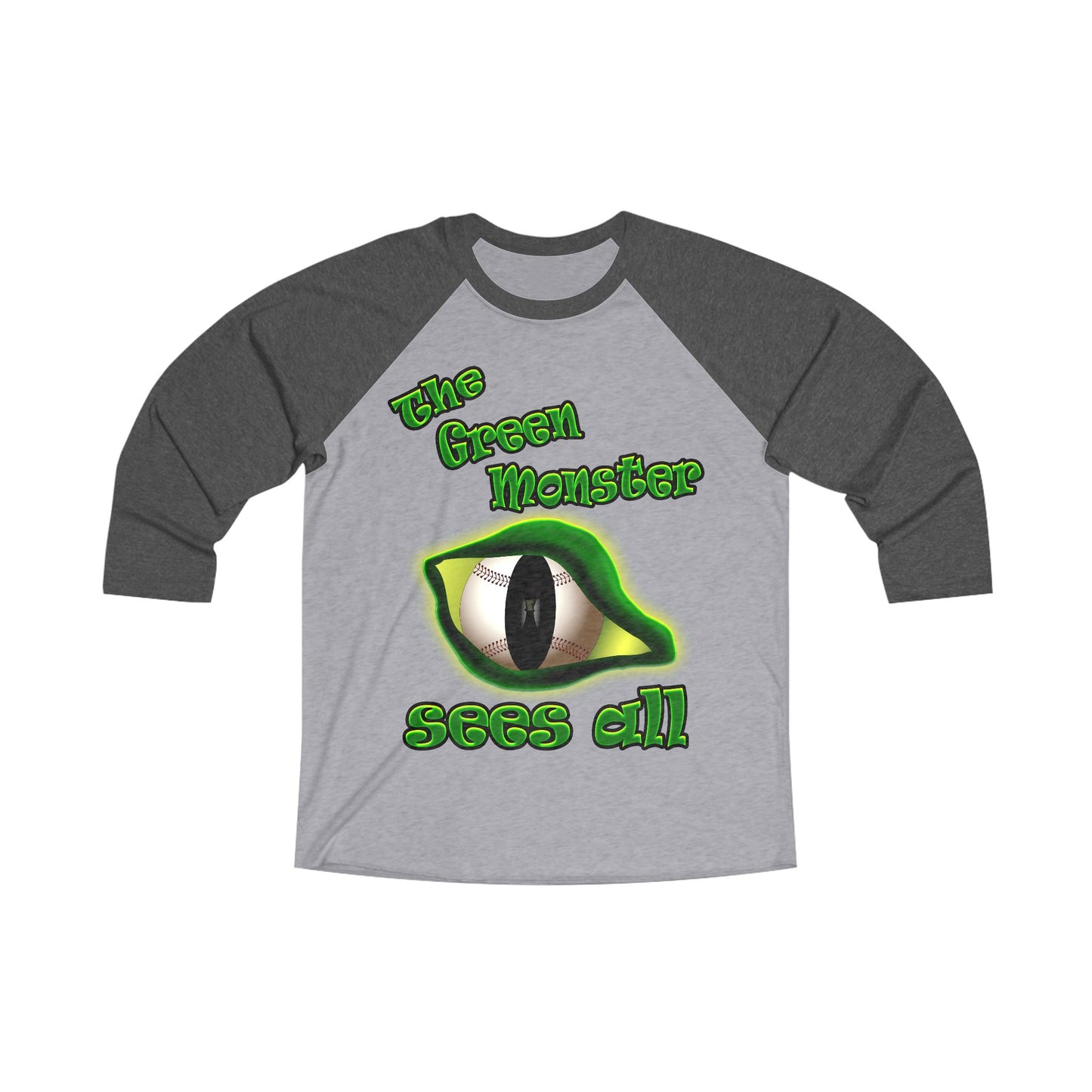 green monster - Unisex Tri-Blend 3\4 Raglan Tee