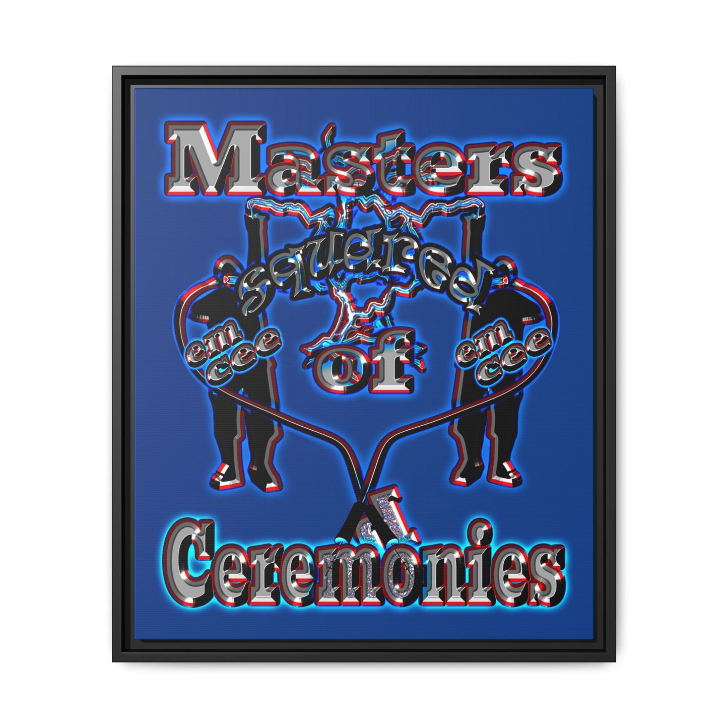 em cee squared - framed canvas art (dark blue)