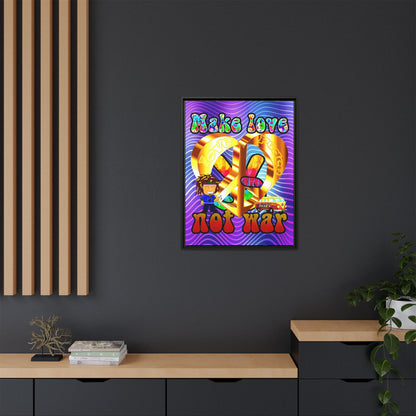 love peace - framed canvas art (purple wave)