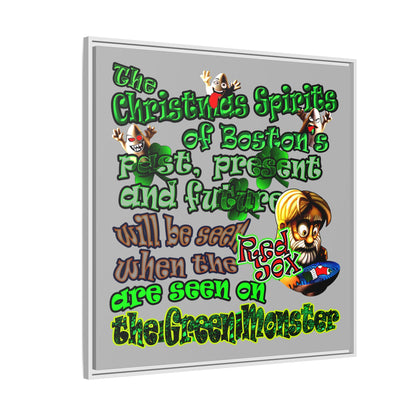 christmas spirits of boston - framed canvas art (light grey)