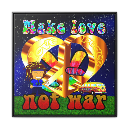 love peace - framed canvas art ('snoops' background)