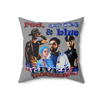 rw&b lives matter - Spun Polyester Square Pillow - (grey)
