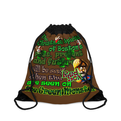 christmas spirits of boston - Drawstring Bag (brown)