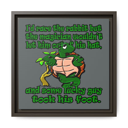 turtle race - framed canvas art (dark grey)