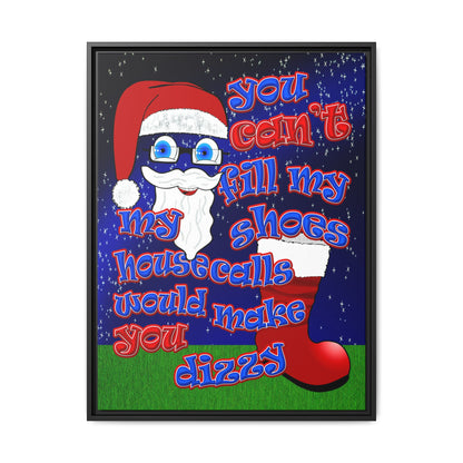 santa's shoes - framed canvas art ('snoops' background)