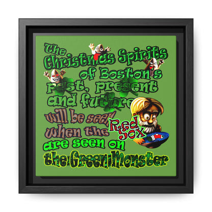 christmas spirits of boston - framed canvas art (green)