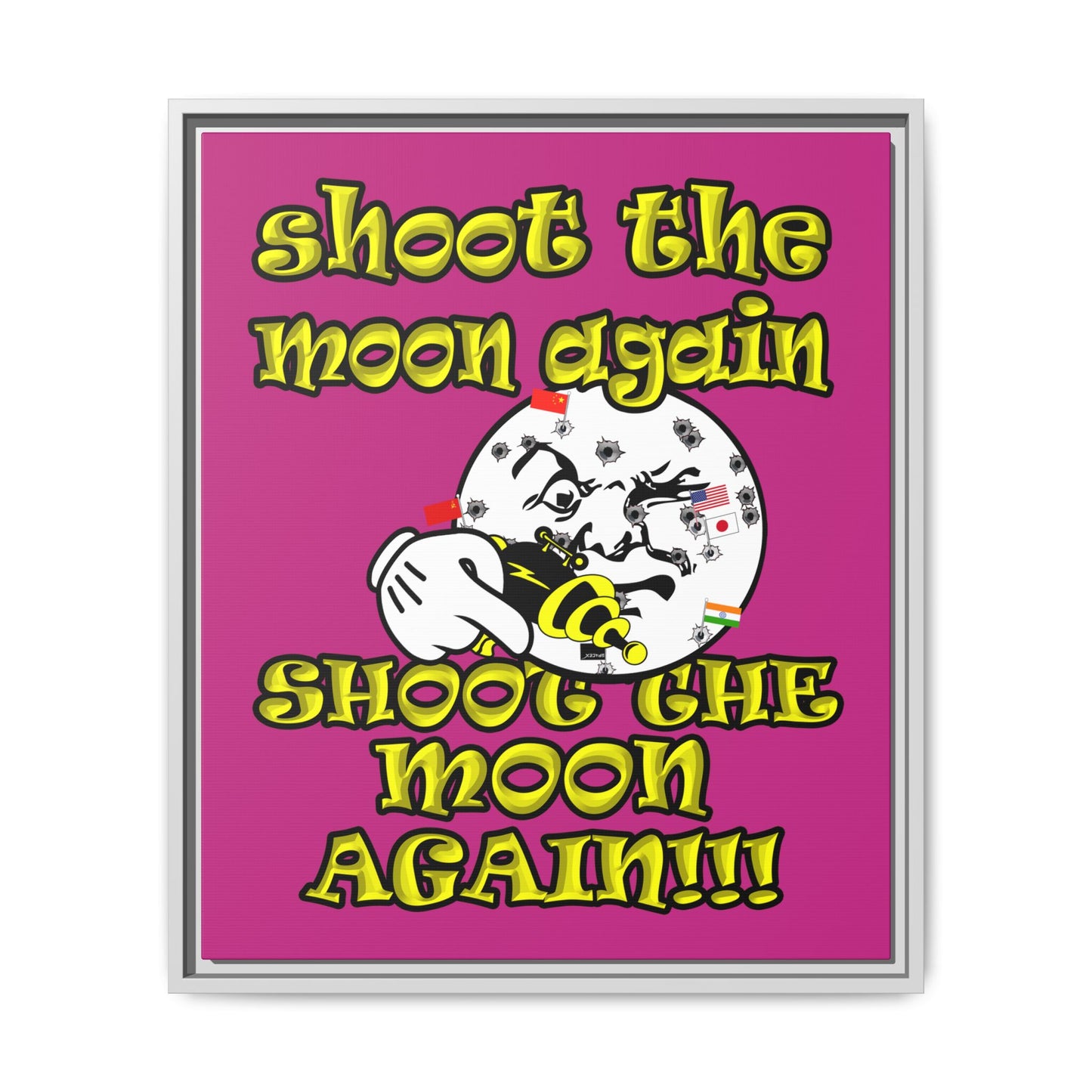 shoot the moon again - framed canvas art (pink)