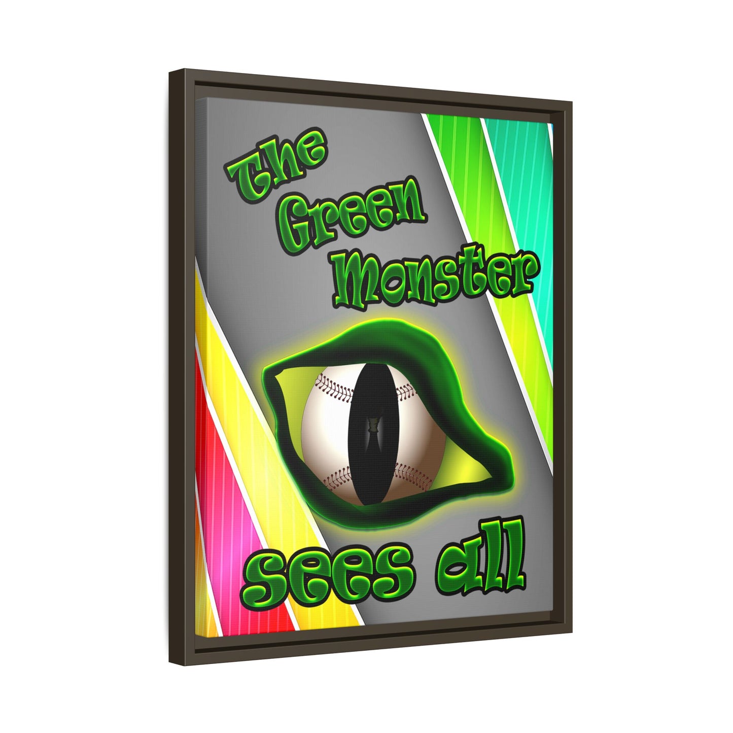 green monster - framed canvas art (rainbow split)