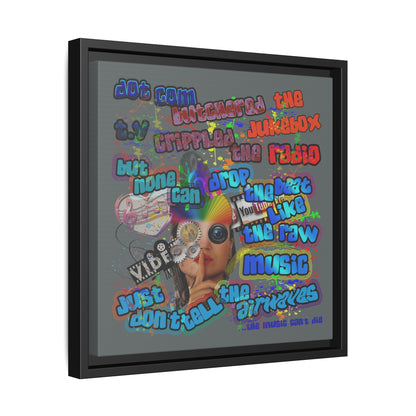 drop the beat - framed canvas art (dark grey)