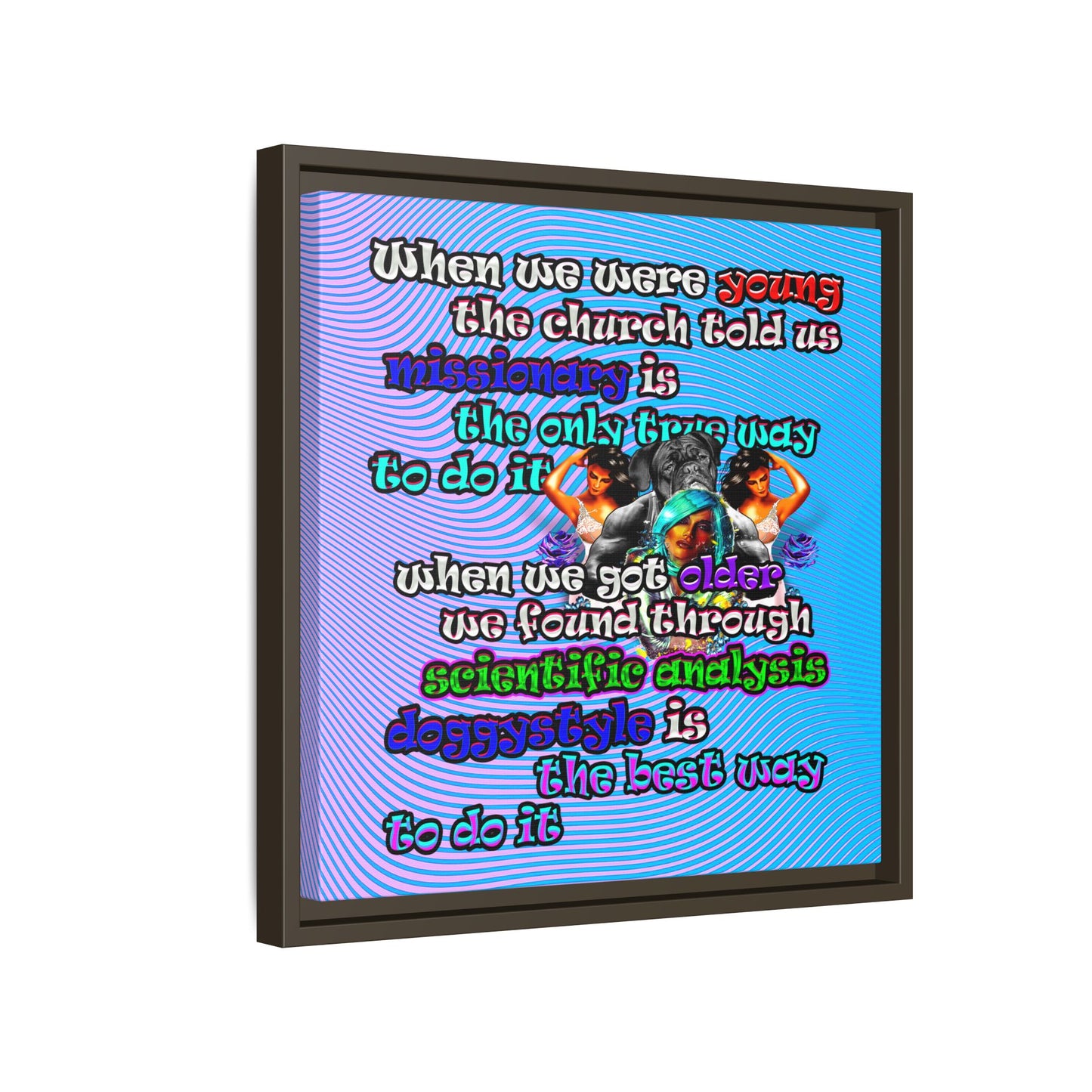 doggystyle - framed canvas art (light blue-purple wave)
