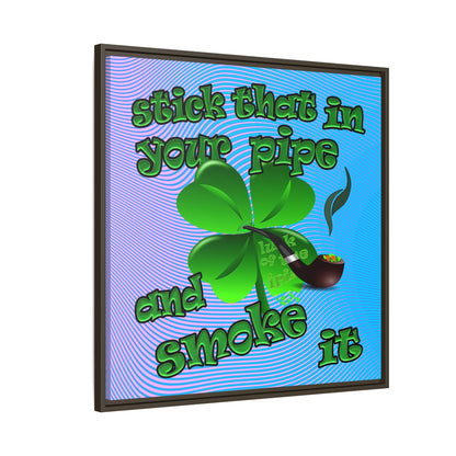 stick that in your pipe and smoke it - framed canvas art (light blue-purple wave)