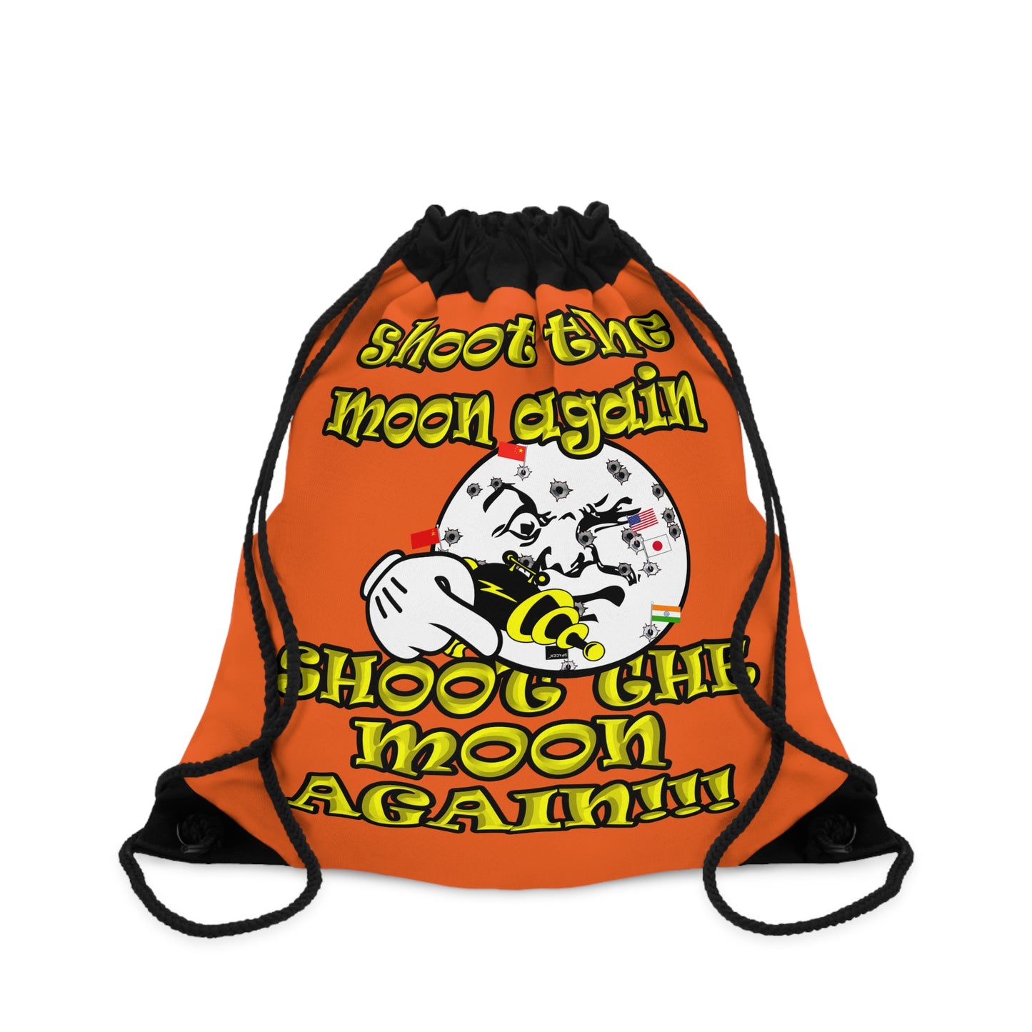 shoot the moon again - Drawstring Bag (orange)