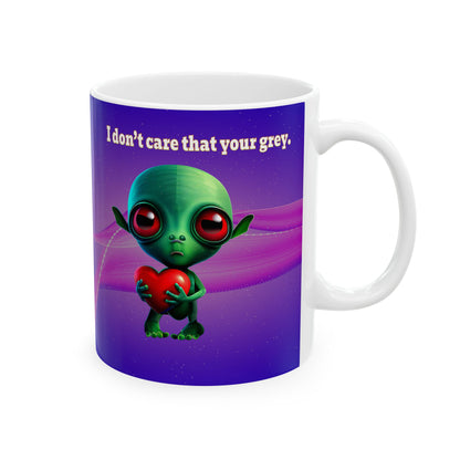 I don't care that your grey - White Mug (purple-pink wave)