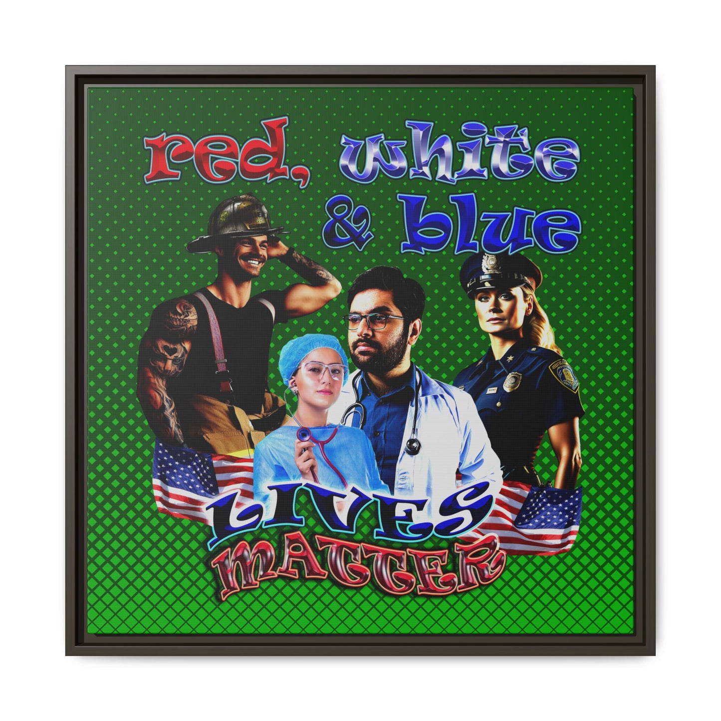 rw&b lives matter - framed canvas art (logo green)