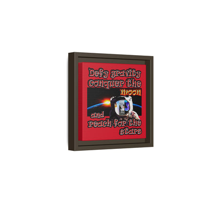 defy conquer reach - framed canvas art (dark red)