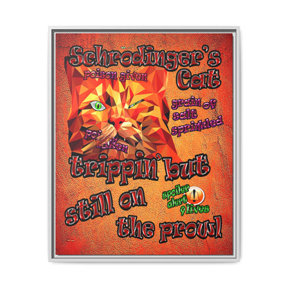 schrodinger's cat - framed canvas art (burnt orange)