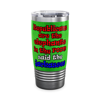 donkeys and elephants - Ringneck Tumbler, 20oz (green turf)