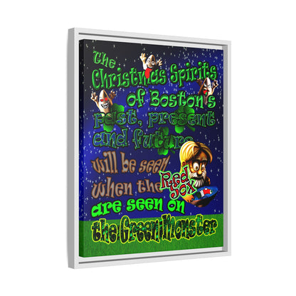 christmas spirits of boston - framed canvas art ('snoops' background)