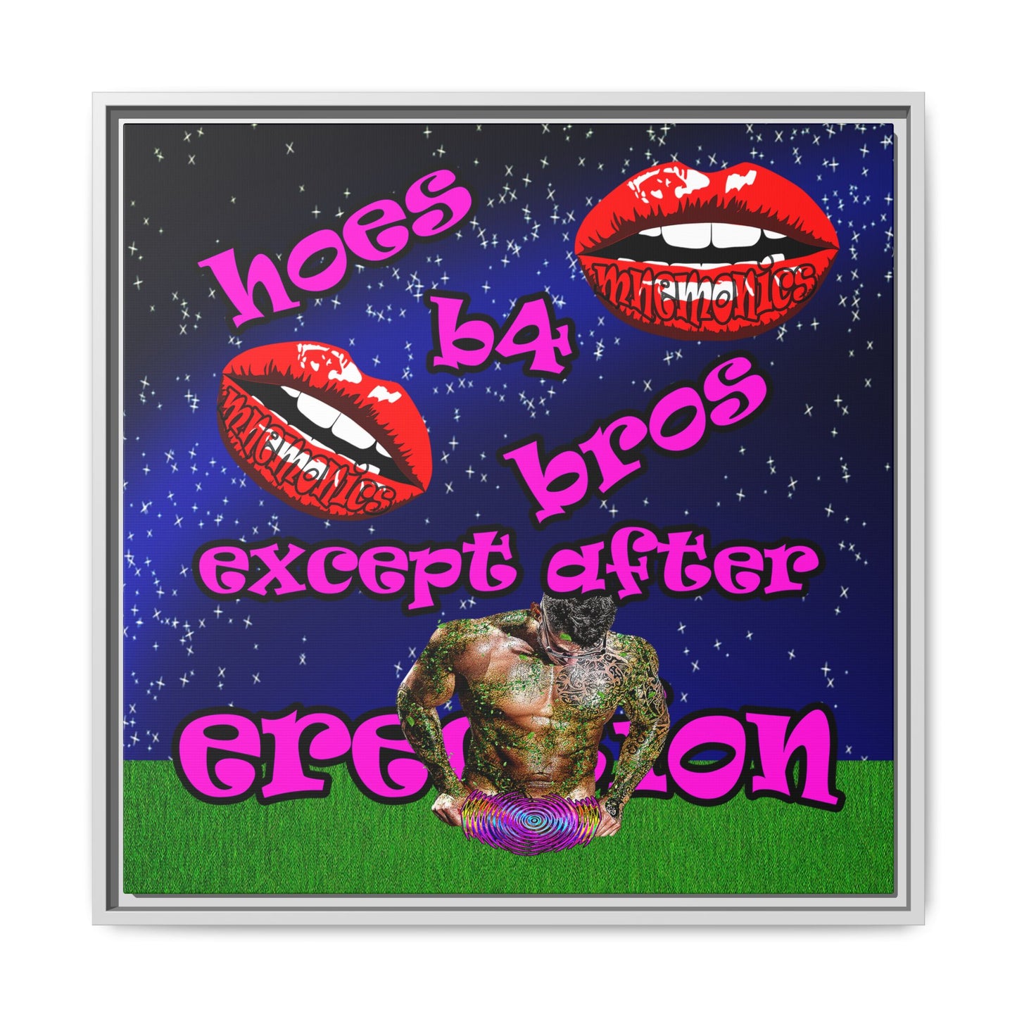 hoes b4 bros - framed canvas art ('snoops' background)