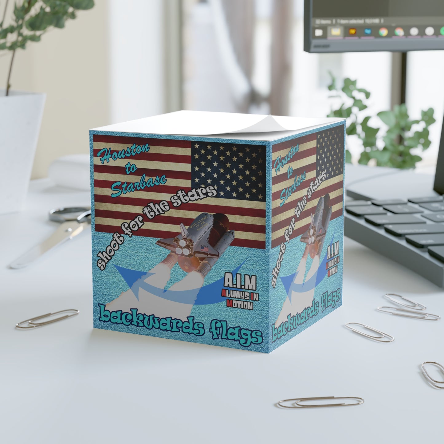 shoot for the stars - note cube (faded blue)