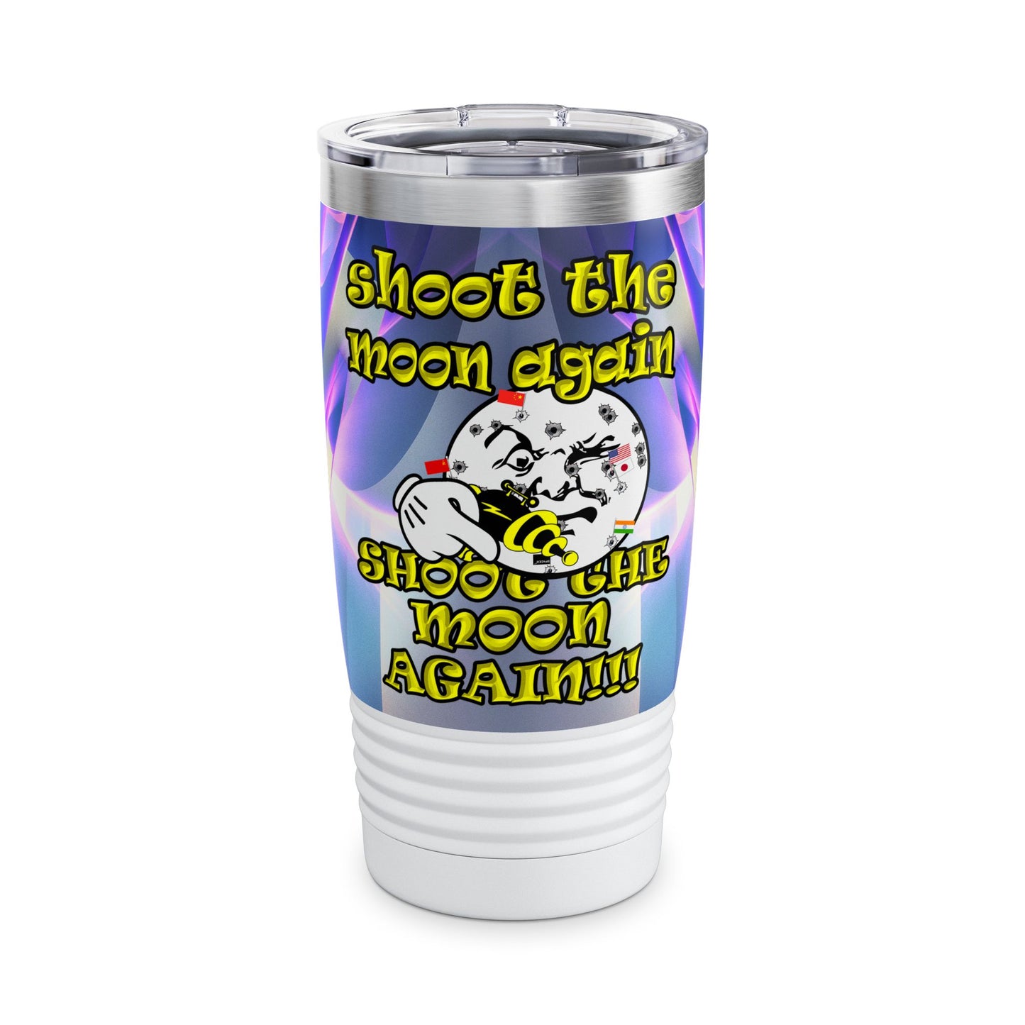 shoot the moon again - Ringneck Tumbler, 20oz (grey-pink wave)