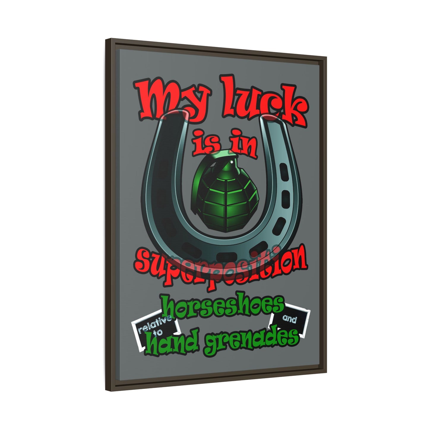 my luck - framed canvas art (dark grey)