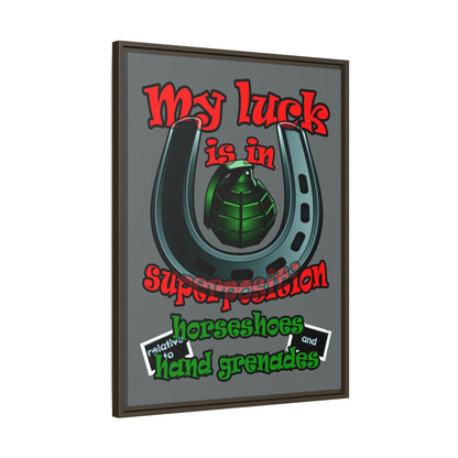 my luck - framed canvas art (dark grey)