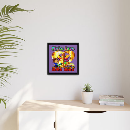 love peace - framed canvas art (light purple)
