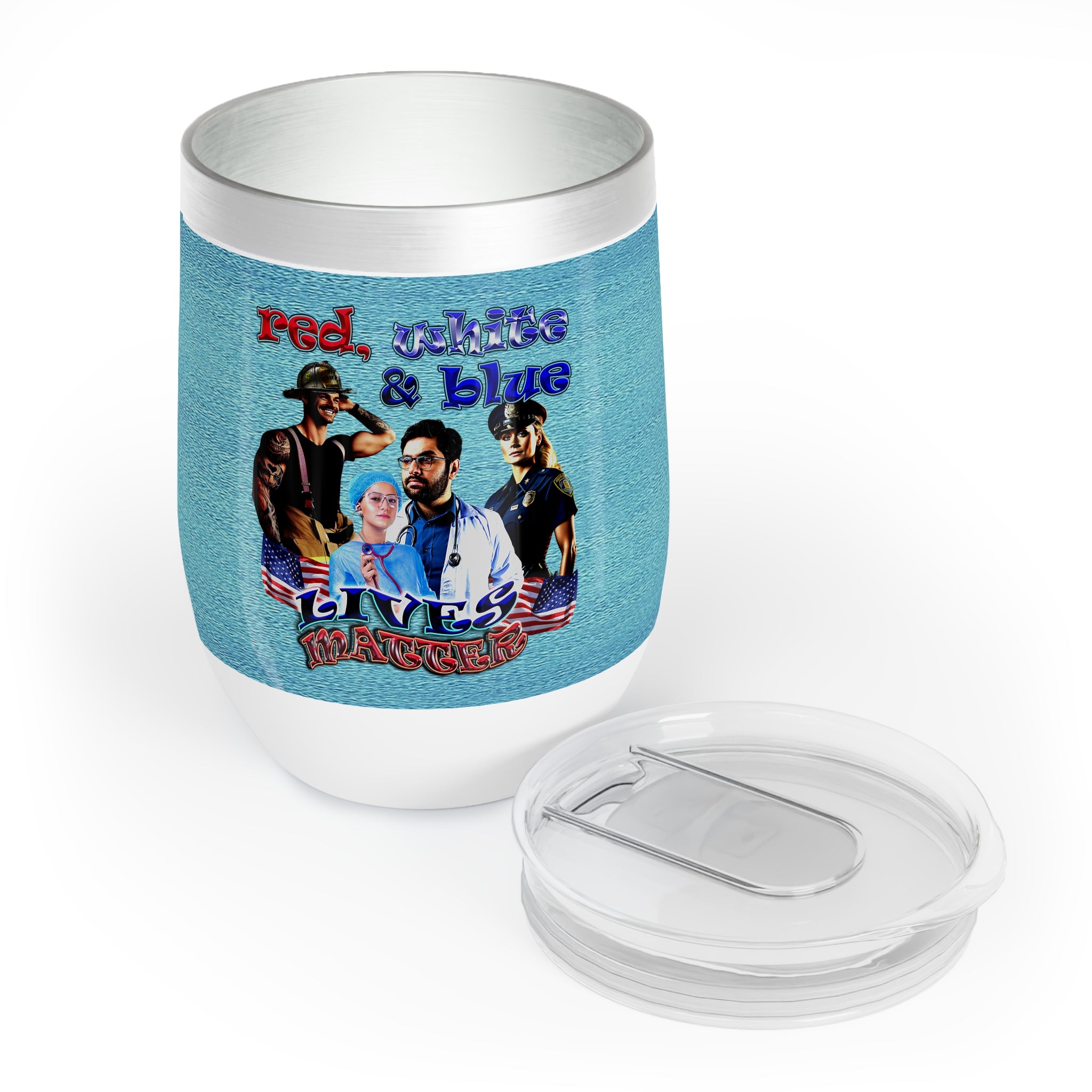 rw&b lives matter - Chill Wine Tumbler (faded blue)