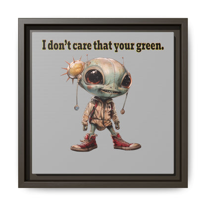 I don't care that your green - framed canvas art (light grey)