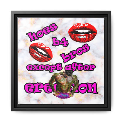 hoes b4 bros - framed canvas art (white marble)
